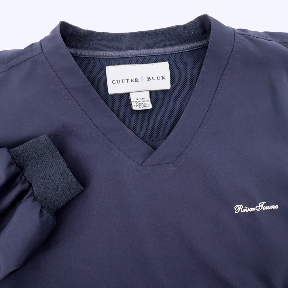 Cutter & Buck V-Neck Windbreaker Pullover Navy Long Sleeve Mens XL
